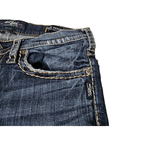 Silver Craig Jeans Bootcut Blue Denim Men's 35x28.5 Actual Dark Wash READ - Picture 3 of 15